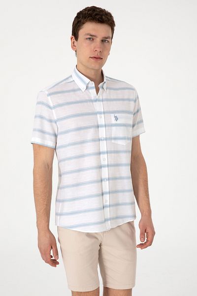 U.S. Polo Assn. Η.Π.Α. Polo Assn. Ανδρικό μπλουζάκι με κοντό μανίκι κανονικό λινό μείγμα 2106624