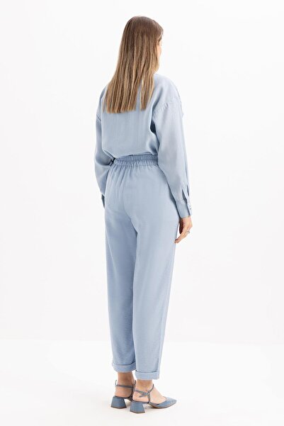 ALLDAY Pantaloni albaștri cu buzunar elastic în talie