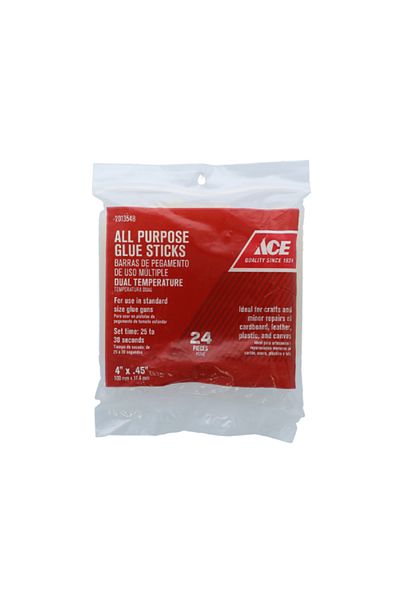 ACE 24-Piece All Purpose Glue Sticks Clear 4 x 0.45inch