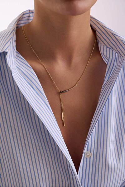 Tufanlar Kuyumculuk 14 Ayar Taşlı Sallantılı Altın Kolye