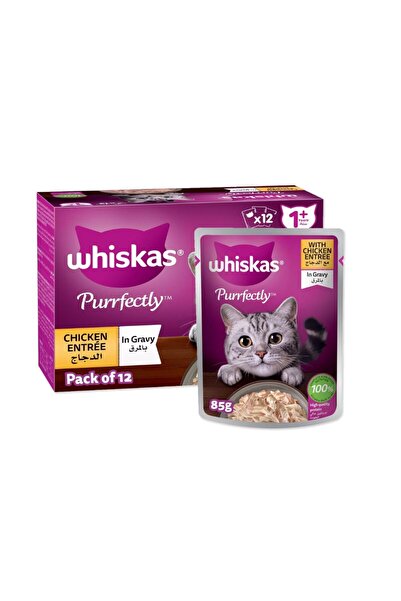 Whiskas Purrfectly Chicken in Gravy Cat Food Pouches - 12 x 85 g