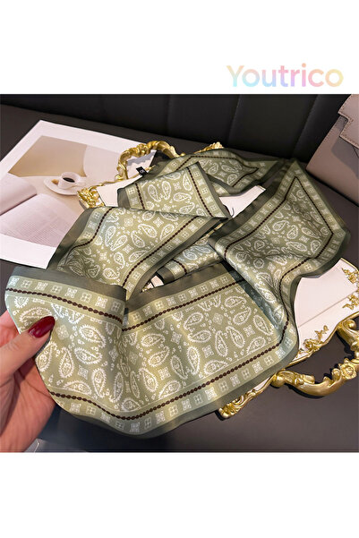 Youtrico أوشحة حريرية طويلة، عصابات رأس، زهور الكاجو، 147 سم