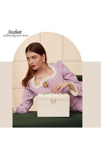 COOYA Women's Jewellery Box Large with 3 Levels,high-quality leather Box,Jewellery Storage with Drawers
