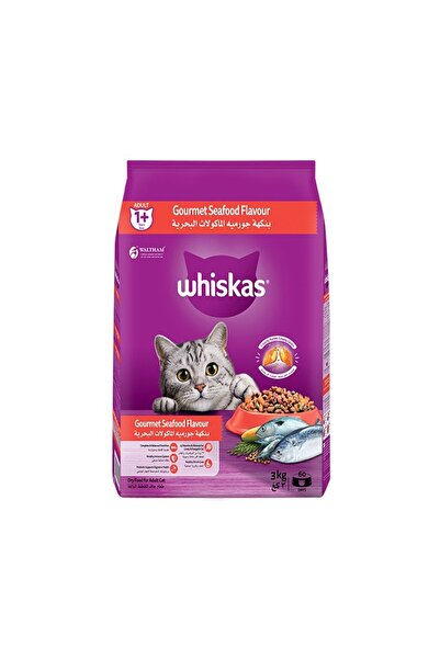 Whiskas طعام جاف للقطط بنكهة المأكولات البحرية الفاخرة - 3 كجم