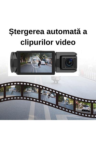 Smartio Camera auto de bord Smartio cu 3 unghiuri de filmare si aplicație mobila