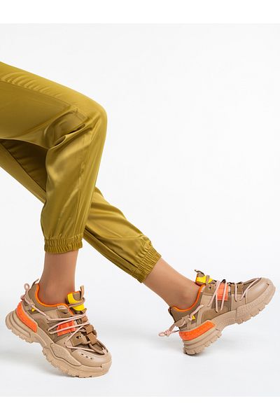Kalapod Pantofi sport dama bej inchis din material textil Nithya