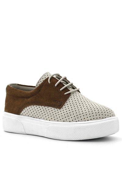 Rakerplus Pantofi casual pentru băiat din piele naturală, alb, maro