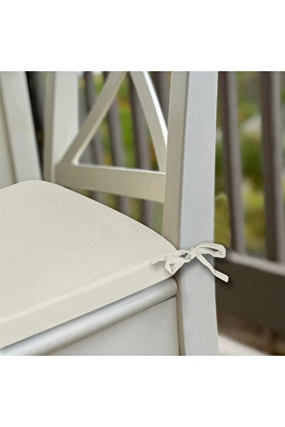 HomeBerry 2-Piece Linen Laced Chair Cushion Ecru 40 X 40 cm