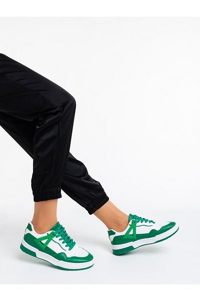 Kalapod Women's white and green sports shoes made of ecological leather Milla