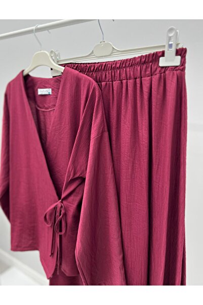 ALLMİRA FASHION Side Tie Kimono Skirt Hijab Double Set