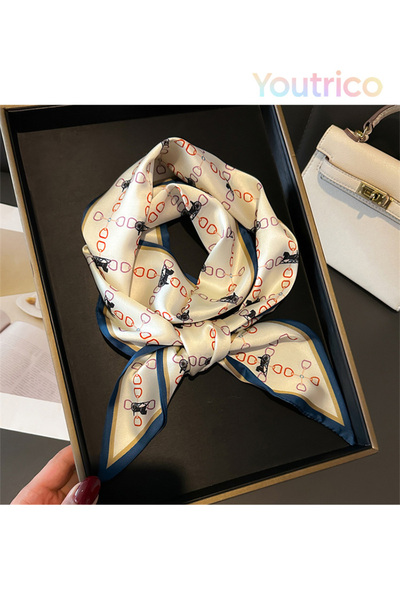 Youtrico أوشحة حريرية طويلة، عصابات رأس، خيول، سلاسل، 147 سم