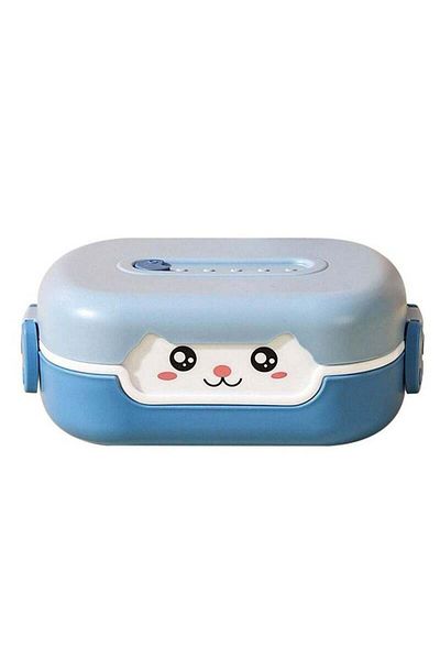COOYA Blue Lunch Boxes for 3-13 years Kids, 2 Grid Heat Insulation Portable Food Container, Leakproof