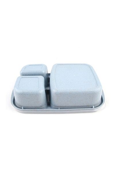 COOYA صندوق غداء بثلاث شبكات مع غطاء أزرق/شفاف 23.5×15×5 سم