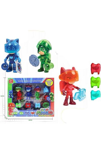 Toy Box Treasures PJ MASKS Super Moon Adventure Figure Set 3-Piece Toy - Catboy Owlette Gekko