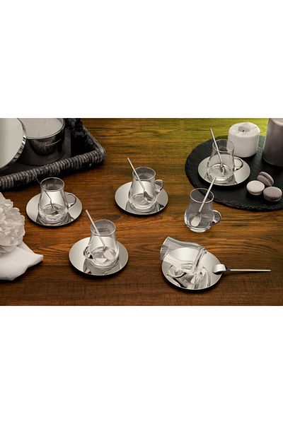 Tiamo Rio Tea Set 6 Person Cup with Handle Steel Tea Set