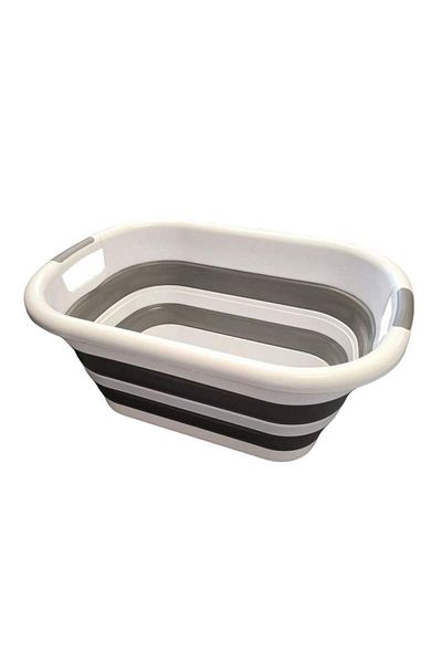 SIKS ® laundry basket, foldable silicone basin, 26L, white/gray