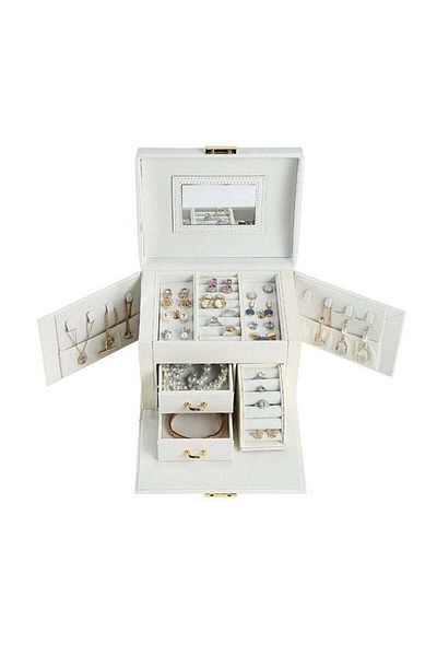 COOYA Women's Jewellery Box Large with 3 Levels,high-quality leather Box,Jewellery Storage with Drawers