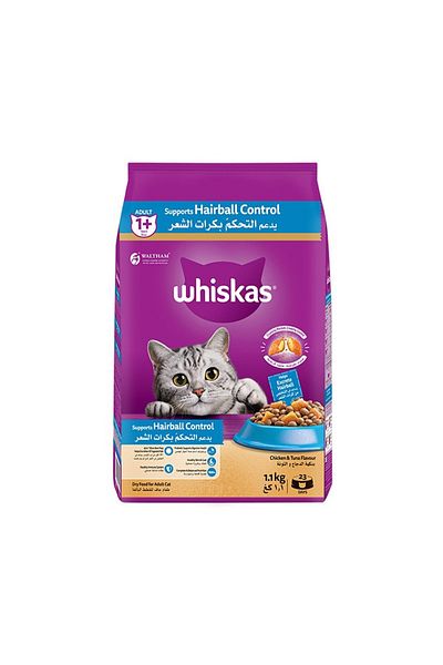 Whiskas Hairball Control Chicken and Tuna Dry Cat Food - 1.1 kg