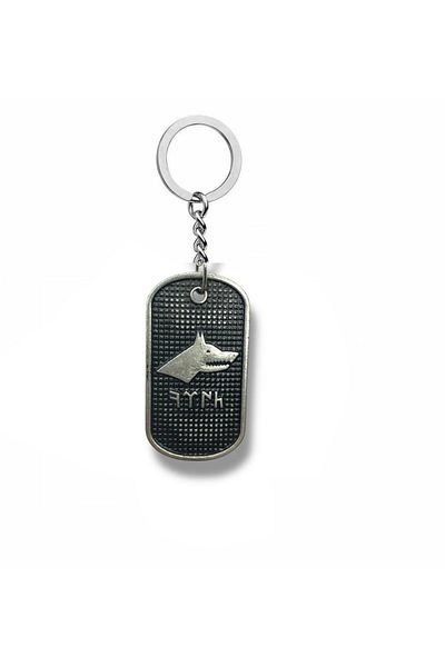 Herşey Nota Gök Turkic Turkish Written Metal Keychain with Bozkurt Figure – Silver Color Unisex Accessory