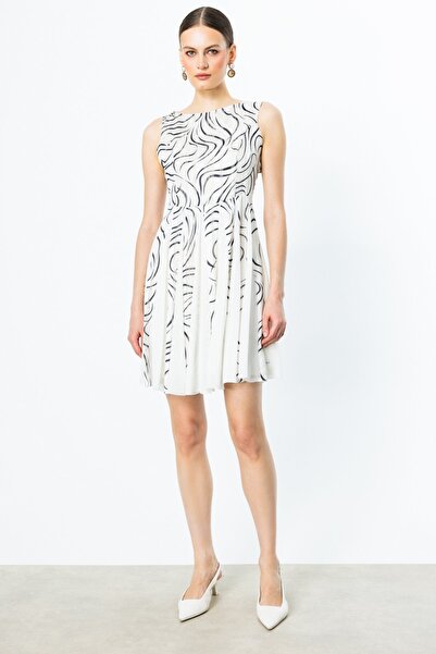 Mi Pret a Porter Mi Piliseli Şerit Kumaşlı Şifon Elbise