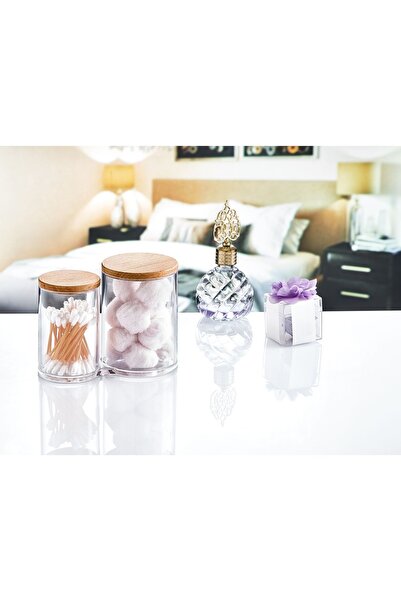 ROYALGROSS Twin Cotton Ball Organizer with Wooden Lid – Makeup Organizer