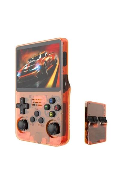 VEVOR Consola R36S portabila retro 64GB, 15000 jocuri, ArkOS 2.0, N64 PSP PS1 PlayStation, Portocaliu