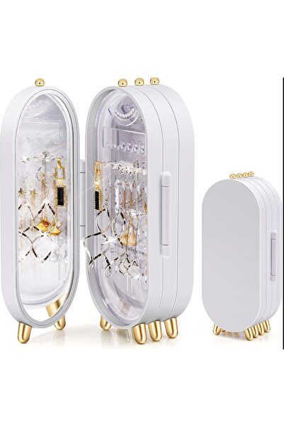 DEKORANLA Katlanabilir Aynalı ve Ayaklı Taşınabilir Takı Standı Beyaz, şık ve...