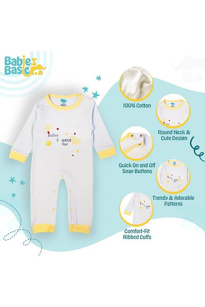 Babies Basic 100% Cotton Printed Long Sleeves Jumpsuit/Romper/Sleepsuit for babies