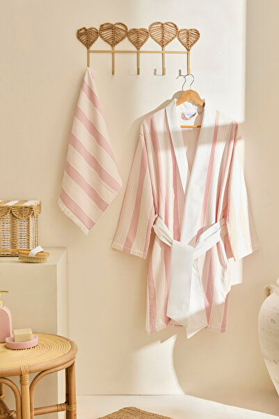 Kaşmir Home مجموعة هيلين كيمونو أوف وايت-روز L-XL