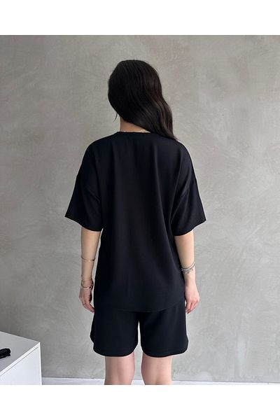 PENTHİLUS Women's Plus Size Short Sleeve Modal Tracksuit Set Cool Design, Shorts, Soft Fabric and Lace-Up