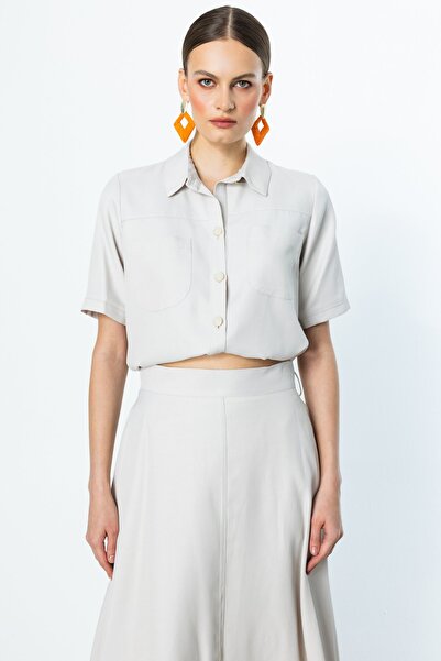 ON Elastic Waist Cotton Crop Shirt