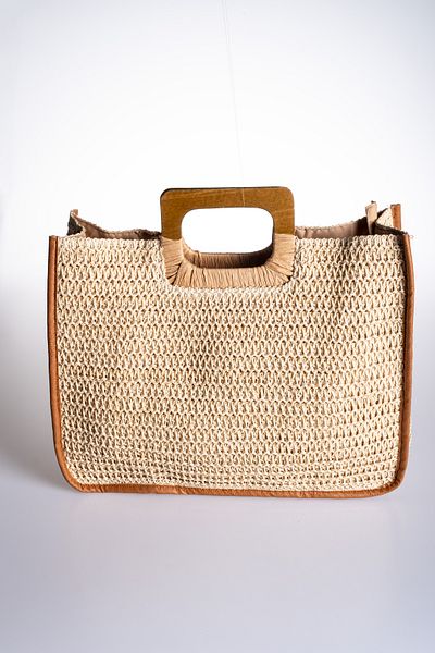 Oblavion Square Handle Tote Straw Bag
