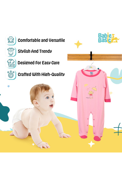 Babies Basic 100% Cotton Printed Long Sleeves Jumpsuit/Romper/Sleepsuit for babies