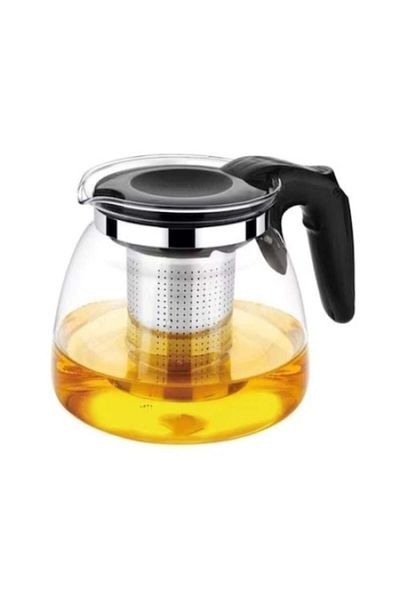 FOXMAG24 Kettle with infuser, heat-resistant glass, 1.1L capacity, cool handle, Ø13.5 cm, black