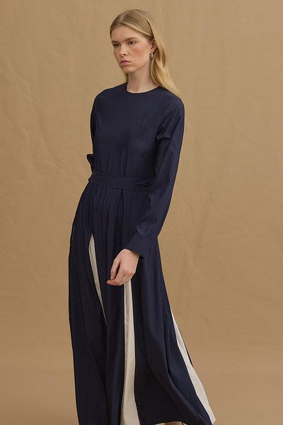 Fahhar Gode Λεπτομερές Τεμαχισμένο Φόρεμα Navy Blue