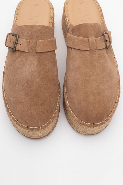LuviShoes Παντόφλες NOVAS Earth Suede Γνήσιο Δερμάτινο Κλειστό Δάχτυλο Ψάθινη Σόλα