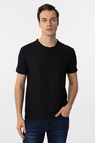 SÜVARİ Ανδρικό T-Shirt Süvari Waffle Navy Blue TS1014000413