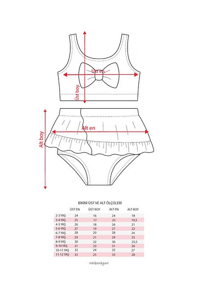 Skygo Girl's Bow Detailed Heart Patterned Bikini Set