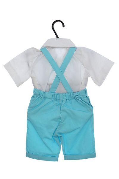 Recostore Short-sleeved christening suit for boys, light turquoise, 4 pieces, REC2708