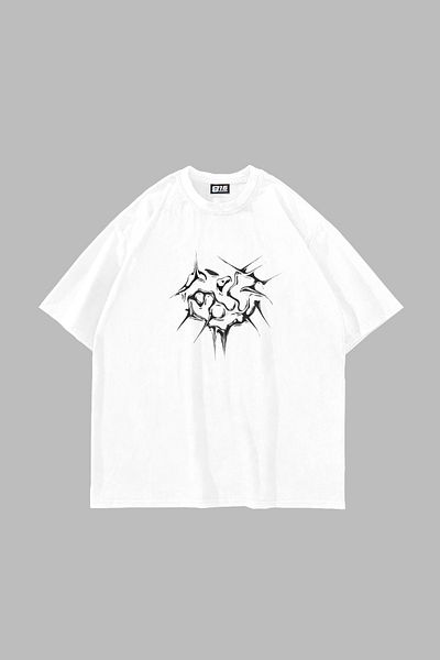 Sekizbiraltı I Love You Printed Oversize Unisex White Tshirt
