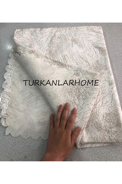 turkanlarhome Sofa Bed Cover Cream Vein Patterned Non-Slip Base Sponge Top Fabric Velvet