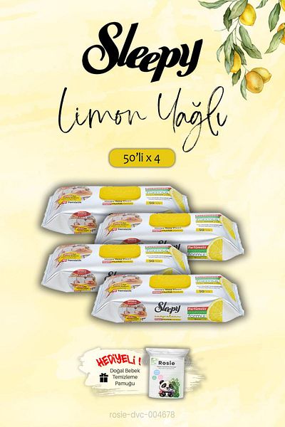 Sleepy 4Pcs Kitchen Towels Lemon Oil 50 Sheets, Rosie Gift
