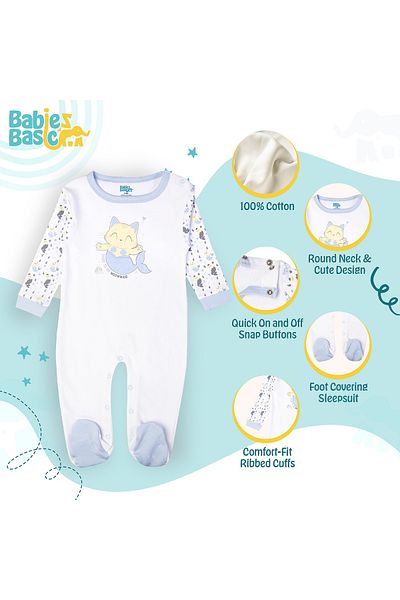 Babies Basic 100% Cotton Printed Long Sleeves Jumpsuit/Romper/Sleepsuit for babies