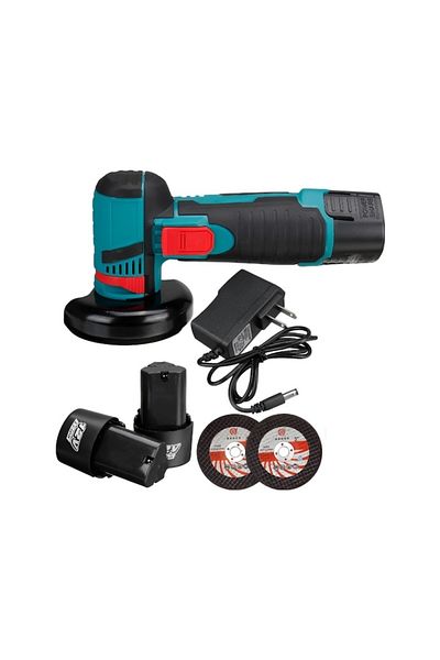 FOXMAG24 Electric angle grinder, 750W, 19500 rpm, 2×12V batteries, 2 discs, charging station, portable, black