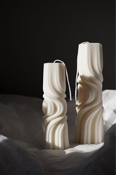 SCA CANDLE Dekoratif Mum Dalga model 20 CM +15 Cm topLAM 2 PARÇA