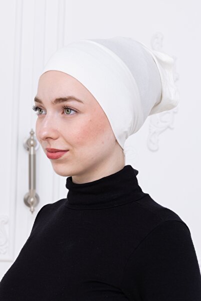 Loggia Practical Tube Bonnet Ecru Snap-On - Non-Slip Front Seamless Women's Hijab Ready Underwear Bonnet
