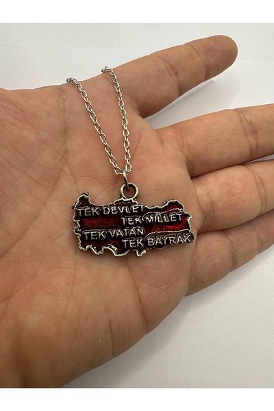 Herşey Nota Single Nation Single State Single Homeland Single Flag Written Turkey Map Necklace – Unisex Metal Jewelry