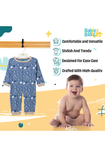 Babies Basic 100% Cotton Printed Long Sleeves Jumpsuit/Romper/Sleepsuit for babies