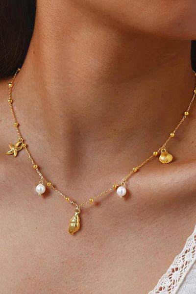 New Obsessions Sea Charm Dangle Steel Necklace