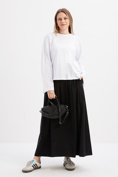 ALLDAY White-Long Back Single Jersey T-Shirt